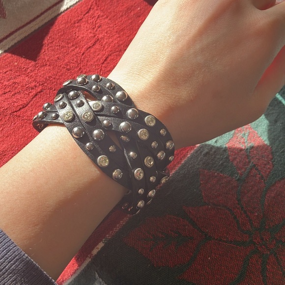 Harley-Davidson Leather Braided Studded Wristlet Bracelet - Picture 6 of 6